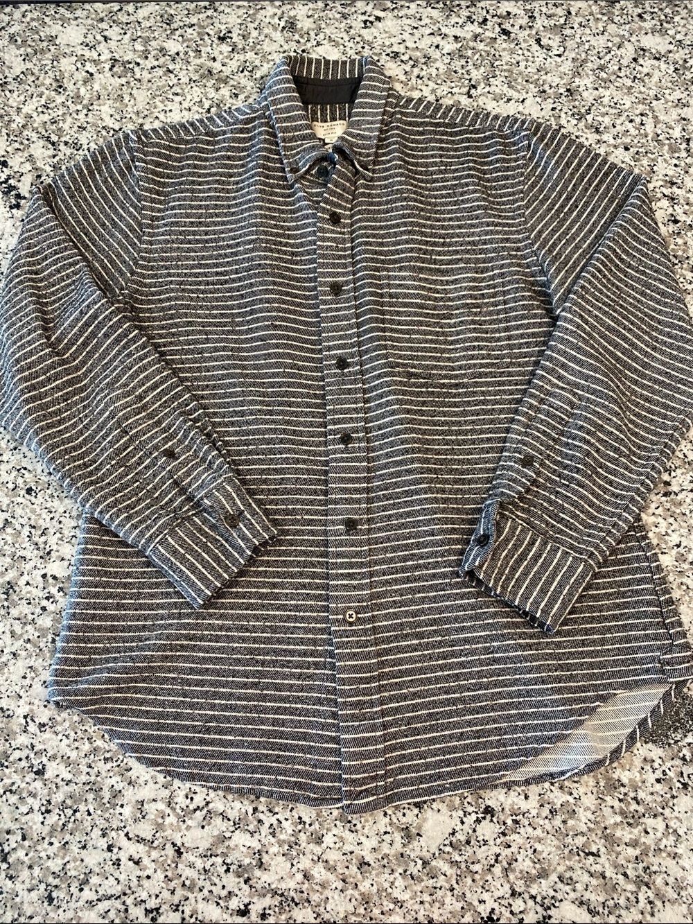 Club Monaco Men's Gray Striped Button-Down Shirt